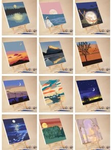 4 件 DIY 数字油画，鲜艳颜料，彩色画板，花卉数字油画（随机颜色混合） - 彩色 - 查看 6