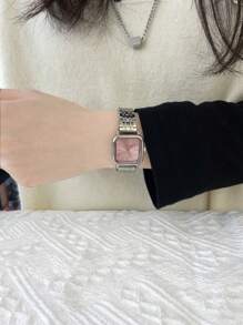 1pc Damesmode Casual Veelzijdig Vierkant Staafvormig Quartz Horloge, Geschikt Voor Dagelijks Gebruik