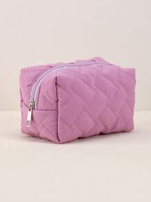 1pc Solid Colour Basic Style Cosmetic Bag,Large Capacity Basic Style Makeup Bag,Stylish And Portable Holds Lipstick, Toiletries, Coins, Keys, Etc,Travel Cosmetic Bag For Women