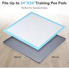 1pc Silicone Dog Puppy Pee Pad Support Stand, 24 X 24 Inch Leak-Proof High Rim, Portable & Easy To Clean, Leakproof Dog Training Mat With Square Tray For Home Floor Protection (Black)