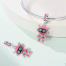 1 Piece Silver Plated Time Travel Camera Vintage Pocket Watch Telephone Time Gate Sweet Pink Robot Small Rocket Bead Pendant Suitable For DIY Jewelry Making Original Bracelet Necklace Beads Women's Jewelry Birthday Gift Valentine's Day Memorial Gift