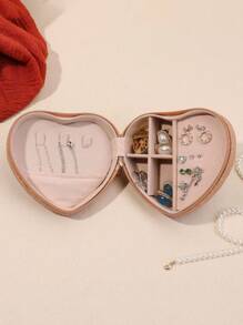 1pc Fashionable Heart-Shaped Decorative Bag, Portable Travel Storage Box, Creative Home Item For Dressing Table, Suitable For Lipstick, Bracelet, Earring, Pendant, Jewelry, Back To School Season, Gift Giving.