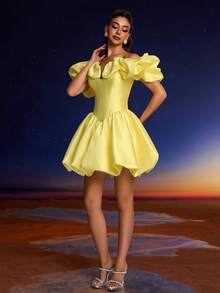Toosun Yellow Summer Mini Prom Dress, Corset Suitable For Music Festivals, Graduations, Homecomings, Parties And More, Party Dress, Wedding Guest Dress - Yellow - View 5