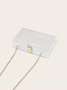 Women's Acrylic Patchwork Mini Clutch - White - View 6