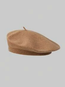 1st/2st Dames Effen Kleur Gebreide Baret Cap Met Glanzend Oppervlakte Effect, Elegante Japanse Stijl, Geschikt Voor Dagelijks Uitje En Winkelen Vintage Casual Winter Herfst