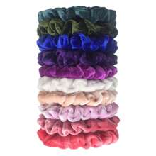 10 件装女士纯色天鹅绒柔软发圈弹性发圈，高品质时尚发圈，适合秋冬季 - 彩色 - 查看 13