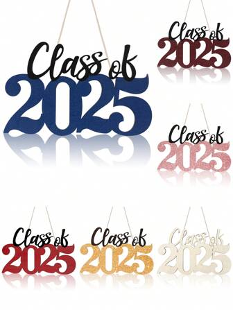 1 件祝贺 2025 年毕业班木质标牌毕业派对装饰品、悬挂木质标牌、家居装饰、桌面装饰、派对礼品、木质镂空标牌 2025 年装饰品毕业照相亭道具木质标牌