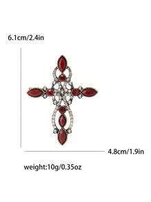 Fashionable Rhinestone Cross Brooch For Women Dress Suit Pin Accessories Party Banquet Gift
