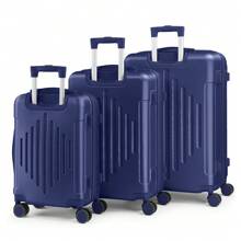 SUNROAD 3pièces avec protections d'angle Valise de voyage , 20/24/28 pouces, coque rigide, roulettes pivotantes à 360 degrés, multifonctionnelle, grande capacité, légère, multicolore à la mode - 3 en 1 Marine - Voir 3
