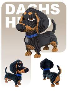 2100pcs DIY Mini Building Blocks Set - Sausage Dog, Pet Building Blocks Set, Decorative Animal Model, Suitable For Holiday Gifts, Room Decor, Christmas, Halloween, DIY Collectible