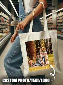 Borsa a tracolla in tela personalizzata con stampa grafica, borsa riutilizzabile alla moda unisex per la scuola