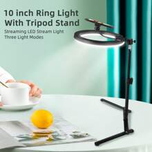 AXNEN Luz de anillo para selfie de 10", luz de anillo LED regulable con trípode de sobremesa ajustable y soporte para teléfono celular con ángulo ajustable para grabación de video, transmisión en vivo, pintura, maquillaje y arte de uñas