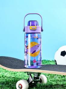 1pc600ml儿童户外卡通手柄水杯夏天吸管杯塑料杯男女学生大容量塑料水杯 - 彩色 - 查看 11