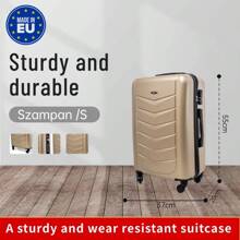 Bagaż europejski, twarda skorupa z tworzywa ABS, duża pojemność, wodoodporny, wzmocniony, koła w jasnym odcieniu, blokada bezpieczeństwa,