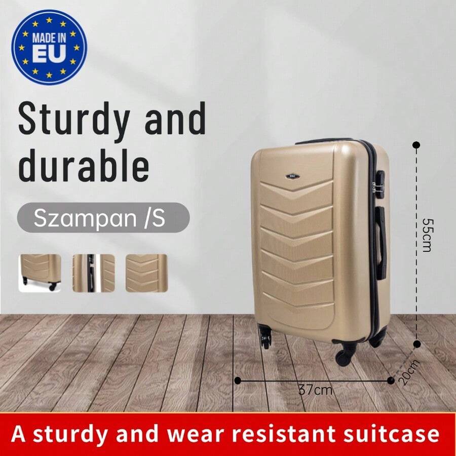 Bagaż europejski, twarda skorupa z tworzywa ABS, duża pojemność, wodoodporny, wzmocniony, koła w jasnym odcieniu, blokada bezpieczeństwa,