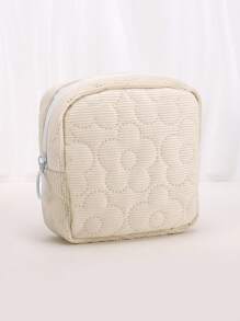 1/2 piezas Bolsa de maquillaje cuadrada de pana, para mujer y hombre, bolsa de aseo plana, organizador de maquillaje, bolsa de cosméticos de viaje