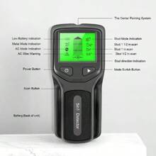 Backlit 5-In-1 Wall Scanner - Stud Finder For Wood, Metal & Live AC Wire Detection - Battery Powered (Batteries Not Included)
