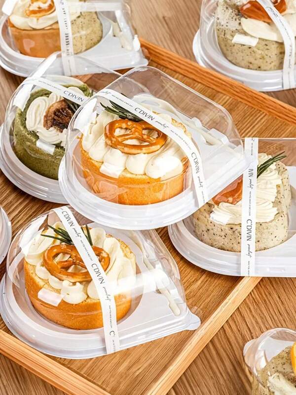 6pcs Swiss Roll Cake Boxes: Individually Transparent Packaging For Baked Goods - Perfect For Desserts And Snacks