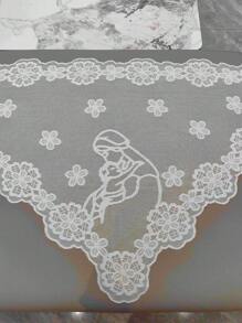 1 pezzo di tessuto con pizzo color avorio, dimensioni 128cm*65cm, adatto per cappelli, elementi decorativi, paralumi, tovaglie, gonne per abiti, accessori per capi di abbigliamento