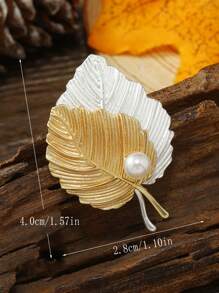 1 broche vintage elegante de folhas e pérolas, adequado para mulheres usarem em festas