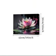 1pc Framed Canvas Poster Lotus Flower Large Wall Art Canvas Paintings Ideal Gift For Bedroom Living Room Corridor Wall Art Wall Decor Room Decoration Ready To Hang