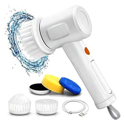 Cepillo Eléctrico Para Limpieza Magic Brush 5 en 1 – Herramienta Multifuncional Recargable con Cabezales Intercambiables para una Limpieza Profunda y Eficiente en Baños, Cocina, Pisos, Paredes, Azulejos, Vidrios y Más – Diseño Ergonómico, Potente y Resistente al Agua, Ideal para Quitar Suciedad Difícil, Grasa y Manchas sin Esfuerzo, Batería de Larga Duración y Fácil de Usar para una Higiene Completa del Hogar