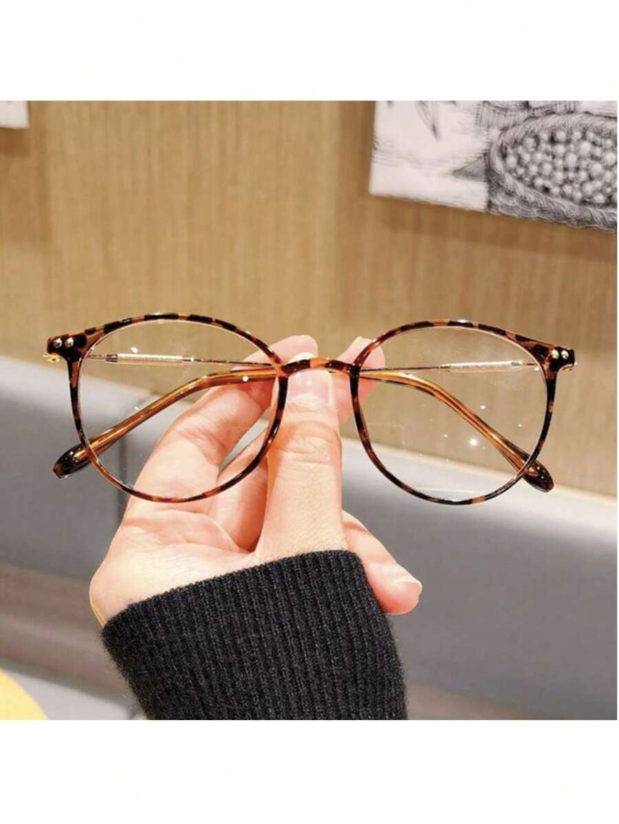 1 件装新款女孩全框眼镜，无度数眼镜，男女款眼镜，豹纹百搭， - 彩色 - 查看 1