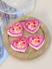 4pcs Mixed Color Fake Food Heart Cake Charms DIY Jewelry Accessories, Random Color Assortment - Heart Cake Charm - View 5