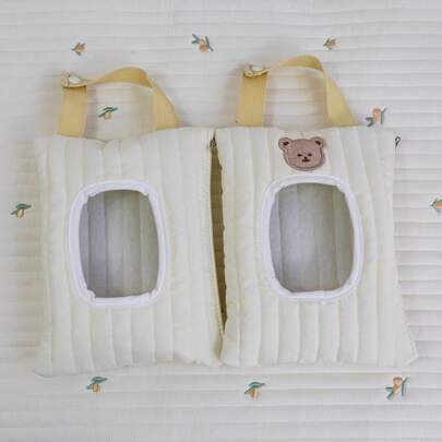 1 pieza Portapañuelos con estampado de oso de dibujos animados, bolsa portátil para toallitas húmedas para el coche