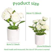 2/3 piezas Decoraciones con maceta de flor de rosa artificial, decoración para fiesta y festival, apto para gabinete, mesa de comedor, sala de estar, estante de TV
