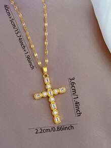 1 件别致的全氧化锆吊坠项链，时尚，自己佩戴或送给朋友和家人爱人的精美礼物（无盒子） - 金黃色 - 查看 6