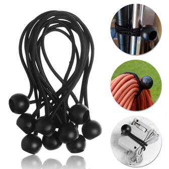10pcs/Set Elastic Drawstring With Plastic Balls, Plastic Ball Head Elastic Cord, Stretchy String, Suitable For Camping Tent, Canopy Fixing & Binding, White & Black Available