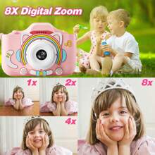 Cámara digital, grabadora de la infancia, cámara de video, juguete cámara para niñas y niños de 3 a 12 años, cámara de video digital para niños con funda de dibujos animados, cámara divertida con videojuegos, mejor regalo de cumpleaños y festividad para niños