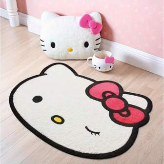 Sanrio Hello Kitty 1pc Polyester Door Mat - Cute Cartoon Character Office Floor Rug - Asymmetric Shape Flannel Decorative Carpet Home Bathroom Decor Outdoor Rug Door Mat Summer Bathroom Accessories Back To School