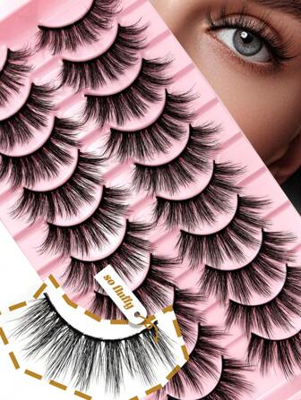 10 对 Colash 3D 睫毛膏假睫毛，浓密、卷曲、蓬松、自然外观，10-18-10 毫米，化妆套装适合日常佩戴、约会、派对，适合所有人