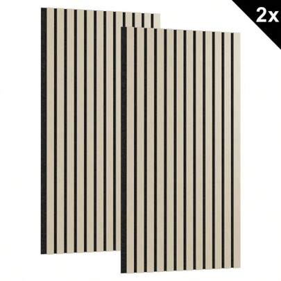 YUENFONG Akustikpaneele Echtholz Lamellenwand Wandpaneele Wandverkleidung Holzpaneele aus MDF Polyvinylfaser, Akustikplatten Moderne Wandpaneel, 120x60cm