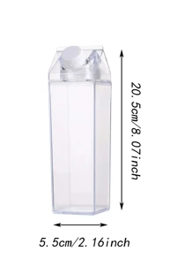 16.91 Oz /33.81 Oz Clear Plastic Milk Carton Water Bottle - Portable Reusable Container For Juice, Tea And Milk - , Square Design, Hand Wash Only