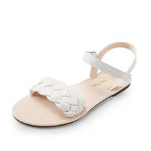 Girls Sandals Classic Open Toe Braided Flat Sandals Summer Dress Shoes - 杏色 - 查看 4