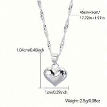 1pc Elegant Silver Heart Shaped Pendant Necklace For Women - Suitable For Casual Wear And Special Occasions