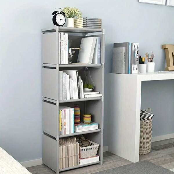 Space-Saving Multi-Tier Metal Bookshelf - Multifunctional Storage Rack, Easy Assembly Book Shelf, Floor Stacking Storage Rack, Removable Organizer Rack, Birthday Gift, Elegant Gift