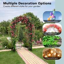 Lifezeal Garden Arch Arbor Trellis With Gate 7.5 Ft Patio Archway Pergola For Wedding Summer Birthday Gifts Beach Back To School School Supplies Room Decor - Black - View 6