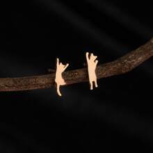 1 对可爱猫咪朋克风格不锈钢耳钉，小动物小猫首饰，女士理想配饰首饰生日礼物 - 5-GED756 - 查看 7