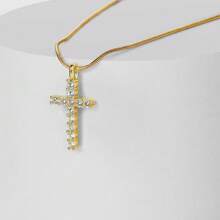 1st Kristallen Kruis Hanger Ketting, Diamanten Strass Kruis Ketting Voor Vrouwen, Geschikt Voor Dagelijkse En Feestelijke Gelegenheden