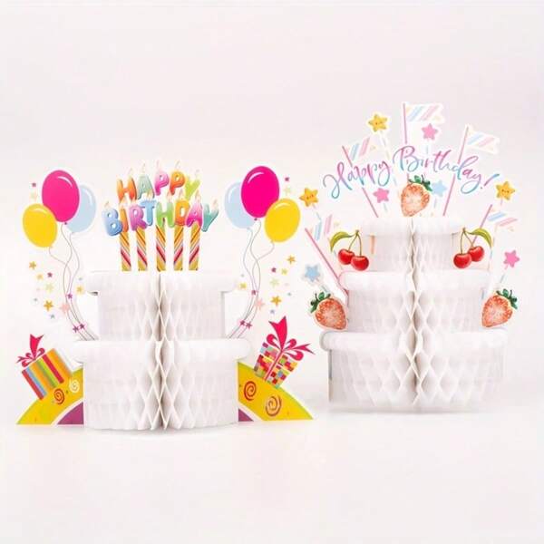 1 Stück 3D Geburtstagstorte, Geburtstagsparty Torte, Geburtstagsgeschenk, tragbare dekorative Papiertorte, Tisch Dekoration, geeignet für Zuhause, Schule, Büro Schulmaterial, Schulanfang