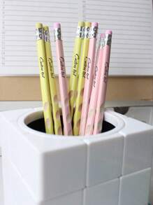 Set de 5 piezas/10 piezas Soporte personalizado de lápiz Texto personalizado Agujero de texto personalizado Lápiz de color caramelo Se pueden seleccionar múltiples colores Lápiz con goma Postura de sujeción de lápiz Regalos para amigos, temporada de vuelta al colegio, útiles escolares Personalizado