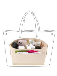 1PC Khaki Veelzijdige Vilt Opbergtas, Binnentas, Canvas Tas, Tote Bag, Kleine Tas, Binnentas Opbergtas, Tas Ondersteuning Organiserende Opbergtas, Kleine Tas In Grote Tas, Geschikt Voor Het Opbergen Van Sleutels, Telefoons En Andere Diverse Artikelen, Geschikt Voor Tote Bags En Canvas Tassen, Waardoor De Tas Stijlvoller En Handiger Wordt Voor Opslag En Classificatie