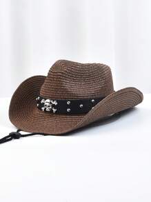 1pc strohoed voor heren mode punk stijl western cowboyhoed panama jazz zon strand hoeden