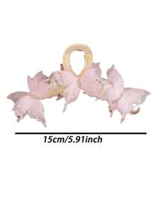 [节日配饰] 优雅蝴蝶发夹，镶有水钻和珠子 - 灵感来自 Y2K，美人鱼风格女士发夹 - 非常适合婚礼、浴室发饰 - 彩色 - 查看 6