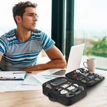 Large Waterproof Travel Tech Organizer Case, Electronics Storage Bag With Adjustable Dividers For IPad, Cables, USB Chargers, Hard Drives, Accessories, Portable Tech Pouch For Business, Travel, Daily Use, Gift For Men And Women - Black - View 6