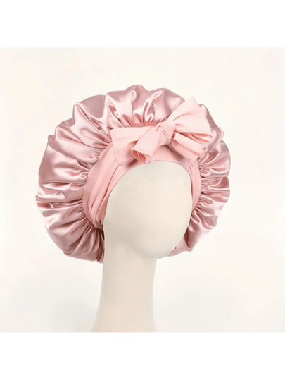 1pc Luxurious Satin Silky Bonnet With Adjustable Tie - Lightweight Hair Protection Cap For All-Night Comfort, Hair Care, And Shower Luxurious Satin & Silk Bonnet For Sleeping - Adjustable Comfort Fit With Tie Band - Perfect For Long Curly Or Braided Hair - Premium Bathroom Accessory For Stylish Comfort Unisex Night Hair Protection For Men & Women